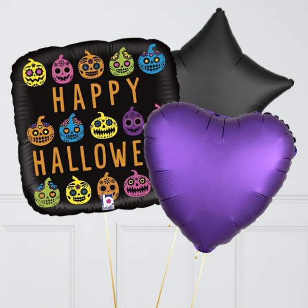 Spooky Halloween Pumpkins Inflated Foil Balloon Bouquet