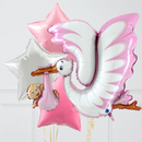 New Baby Girl Stork Inflated Balloon Package