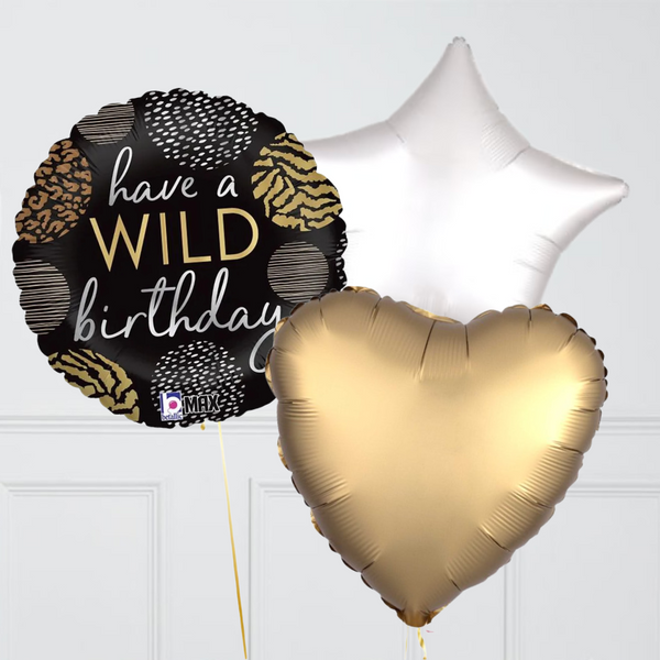 Wild Birthday Inflated Foil Balloon Bunch