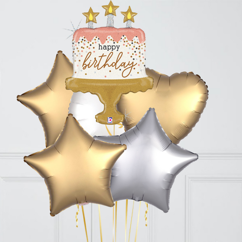 Birthday Sparkle Cake Foil Balloon Bunch