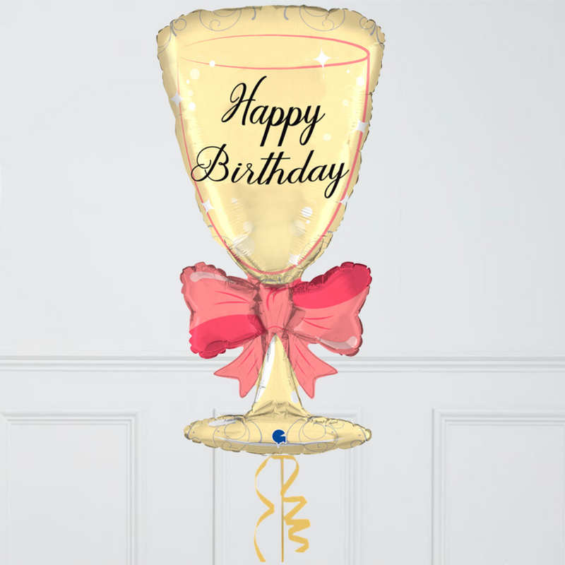 Birthday Champagne Glass Foil Balloon Bunch