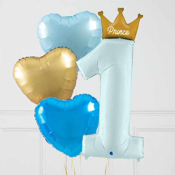 Number 1 Crown Blue First Birthday Balloon Package - Celebrate Milestone Moments