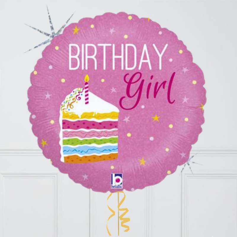 Birthday Girl Cake Foil Balloon Bunch