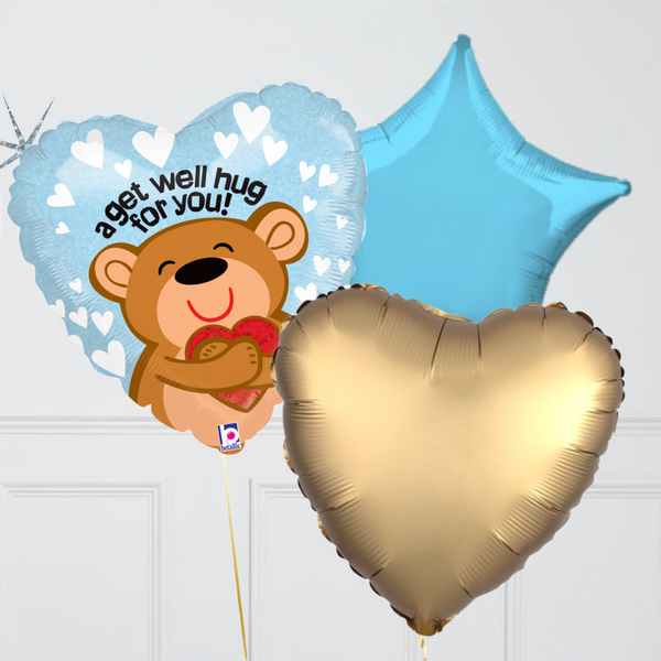 Get Well Bear Hug Heart-Shaped Mylar Balloon