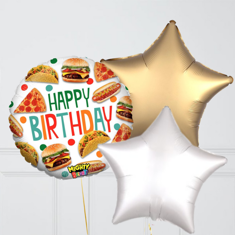 Fast Food Birthday Inflated Foil Balloon Bunch