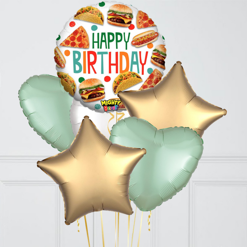 Fast Food Birthday Inflated Foil Balloon Bunch