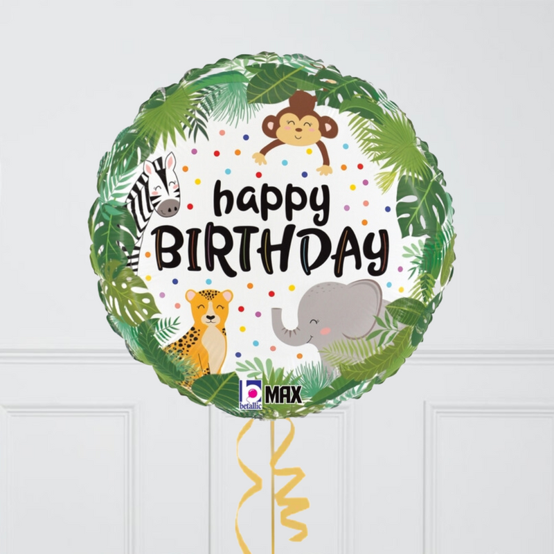 Sweet Safari Birthday Jungle Hearts Inflated Foil Balloon Bunch