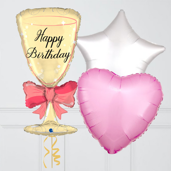 Birthday Champagne Glass Foil Balloon Bunch