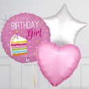 Birthday Girl Cake Foil Balloon Bunch