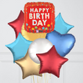 Happy Birthday Candles Confettii Foil Balloon Bunch