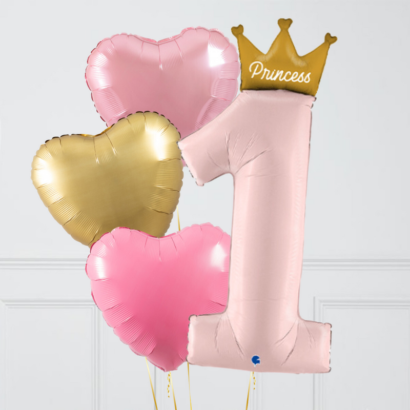 Number 1 Crown Pink First Birthday Balloon Package - Celebrate Milestone Moments