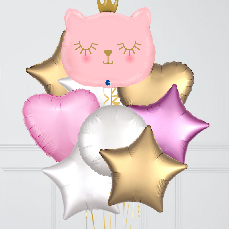 Pink Cat Princess Foil Balloon Bouquet