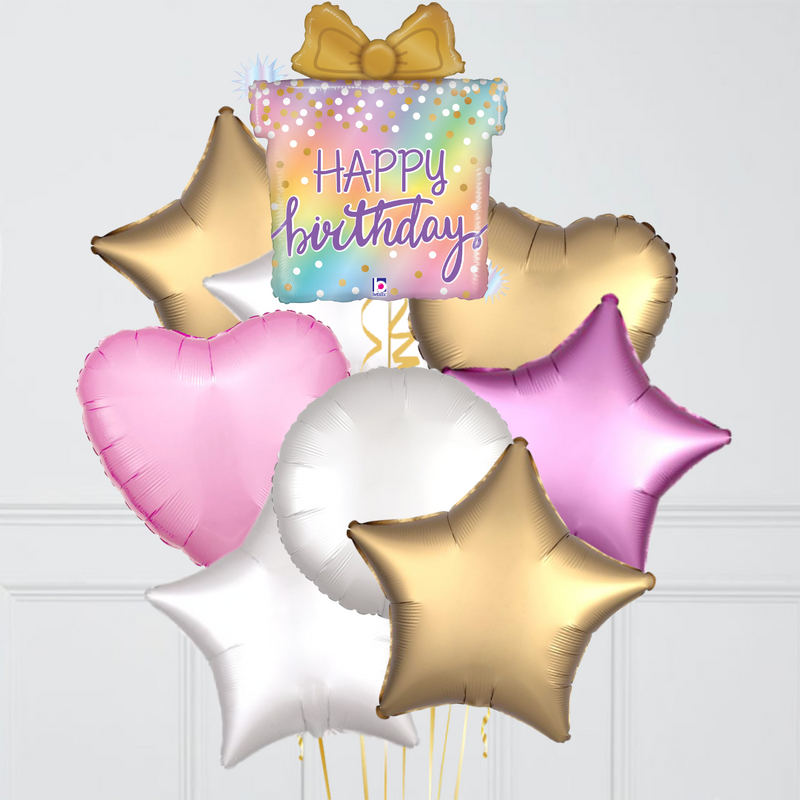 Opal Birthday Present Foil Balloon Bunch