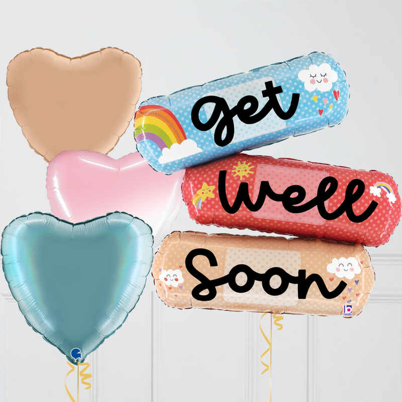 Cheerful Get Well Bandaid Inflated Balloon Package