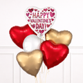 Heart-shaped balloons with 'Happy Valentine's Day!' message on a white background