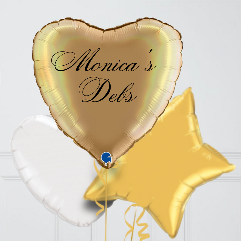 Gold Debs Personalised Inflated Foil Balloon Bunch