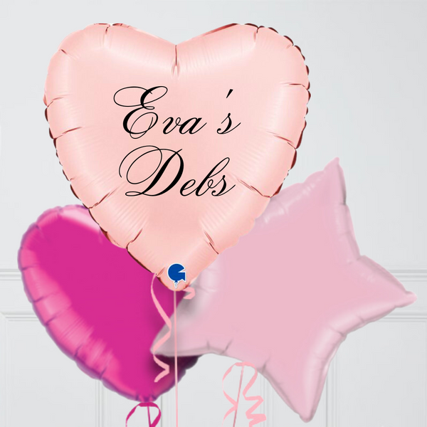 Pink Debs Personalised Inflated Foil Balloon Bunch