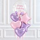 Personalised Lavender & Pink Bubble Balloon Bunch