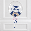 Personalised Navy & Champagne Bubble Balloon