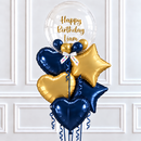 Personalised Navy & Gold Bubble Balloon Bunch
