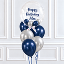 Personalised Navy & Silver Bubble Balloon Latex Bunch