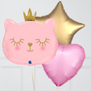 Pink Cat Princess Foil Balloon Bouquet