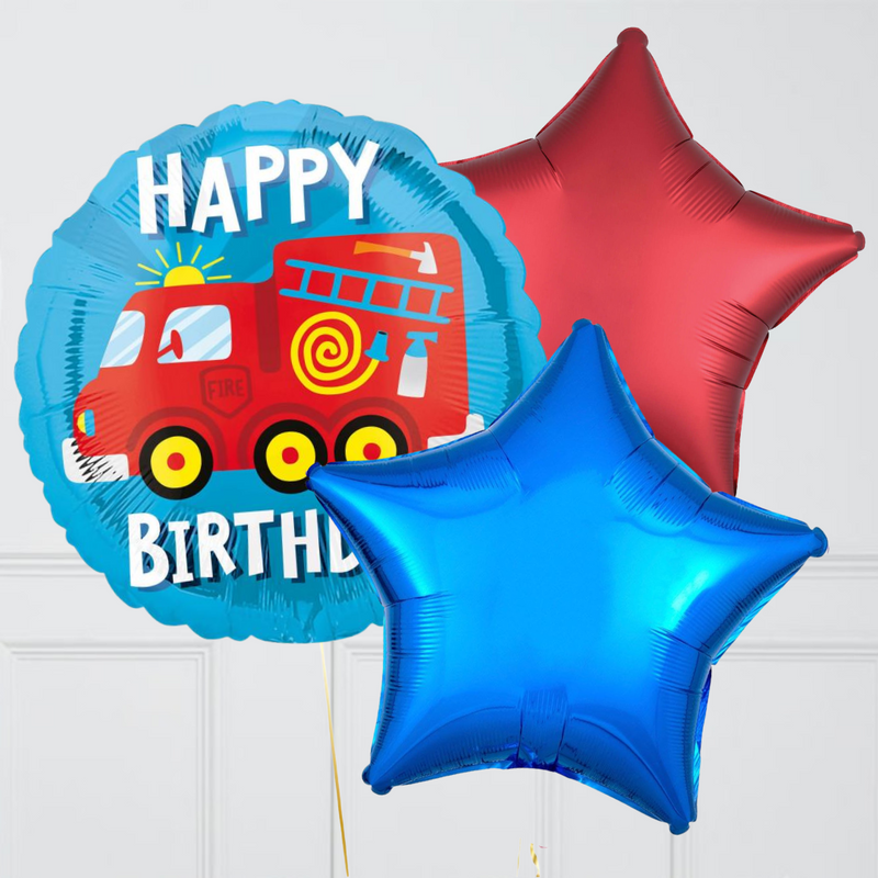 Happy Birthday Fire Truck Foil Balloon Bouquet