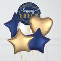 Happy Birthday Royal Blue Foil Balloon Bouquet