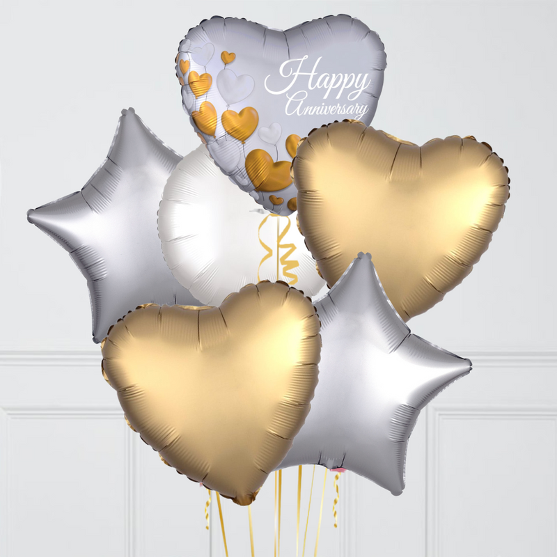 Silver & Gold Anniversary Foil Balloon Bouquet