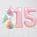 Inflated Baby Pink Pastel Ombre Birthday Balloon Numbers