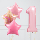 Inflated Baby Pink Birthday Balloon Number (One Number)