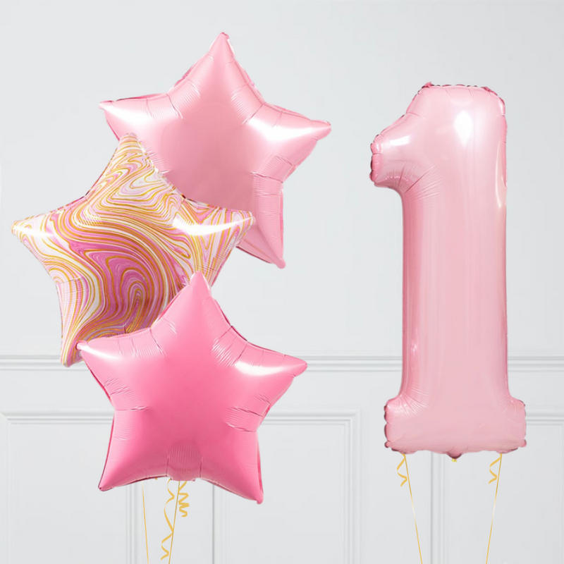 Inflated Baby Pink Birthday Balloon Number (One Number)