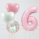 Inflated Baby Pink Pastel Unicorn Birthday Balloon Number (One Number)