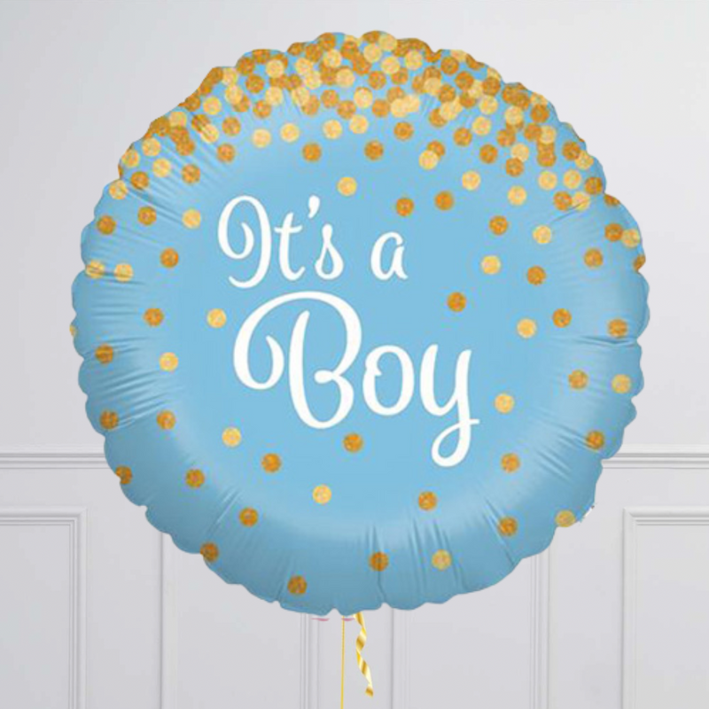 Sparkling Gold & Blue It's a Boy Balloon Bouquet