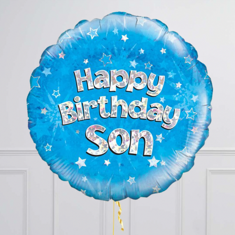 Happy Birthday Son  Blue Foil Balloon Bouquet