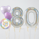 Inflated Holographic Lavender Rose Birthday Balloon Numbers