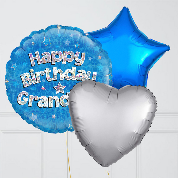 Happy Birthday Grandson  Blue Foil Balloon Bouquet