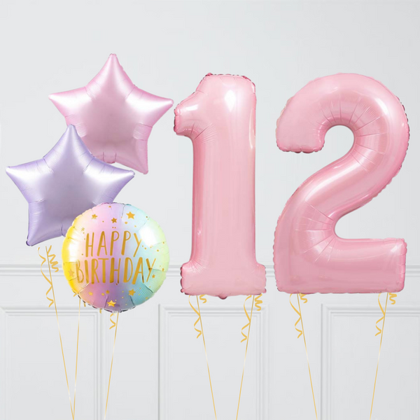 Inflated Lavender Rose Stars Birthday Balloon Numbers