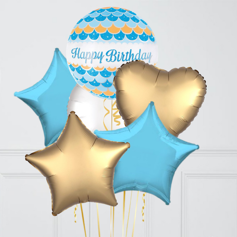 Blue Happy Birthday Foil Balloon Bouquet