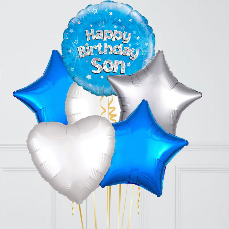 Happy Birthday Son  Blue Foil Balloon Bouquet