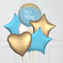 Sparkling Gold & Blue It's a Boy Balloon Bouquet