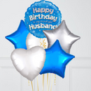 Happy Birthday Husband Blue Foil Balloon Bouquet