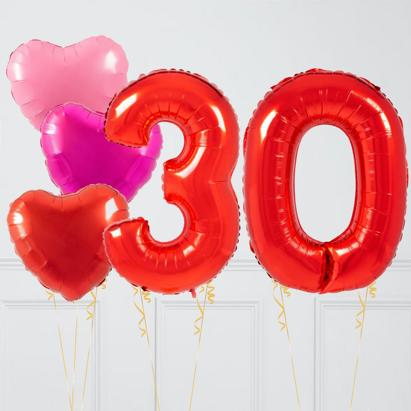 Inflated Loved Up Red Birthday Balloon Numbers