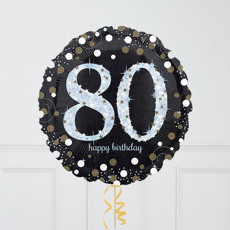 80th Birthday Elegant Sparkles Foil Balloon Bunch