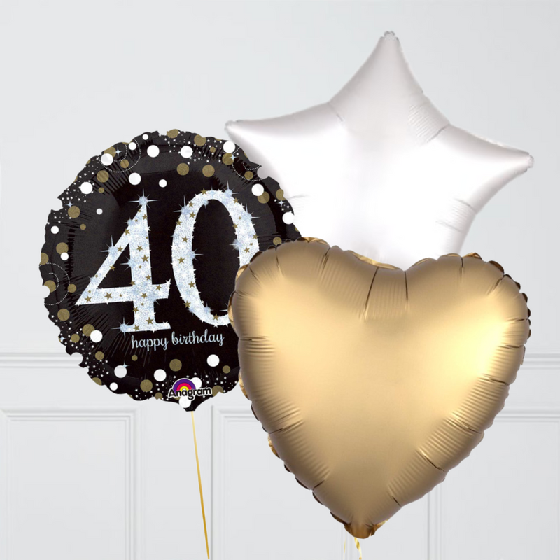 40th Birthday Elegant Sparkles Foil Balloon Bunch