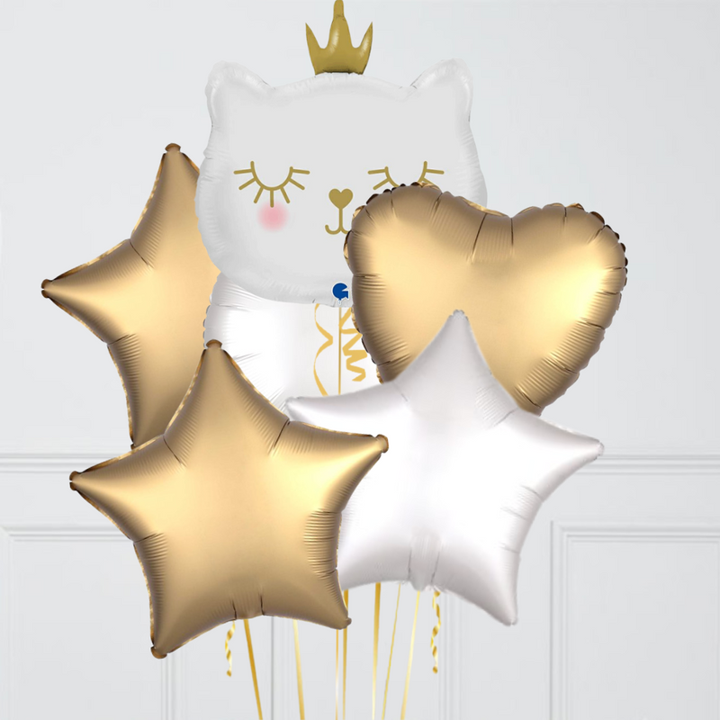 White Cat Princess Foil Balloon Bouquet