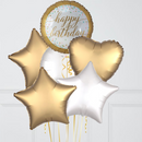 Gold Happy Birthday Confetti Foil Balloon Bouquet