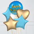 Blue Happy Birthday Inflated Foil Balloons