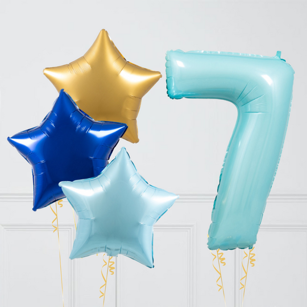 Inflated Baby Blue Sapphire Birthday Balloon Number (One Number)