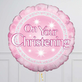 On Your Christening Pink Foil Balloon Bouquet